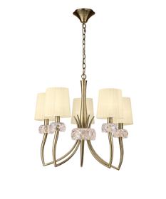 Loewe Antique Brass-Cream Ceiling Lights Mantra Multi Arm Fittings